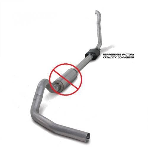 Diamond Eye 4" Turbo Back Exhaust, Ford (1994-97) F250/F350, 7.3L Power Stroke, Single, T-409 Stainless (No Muffler) Retains Cat