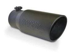 Diamond Eye Performance Exhaust Tip,  4" Inlet - 5" Outlet - 12" Long, Logo Embossed, Black Powder Coat