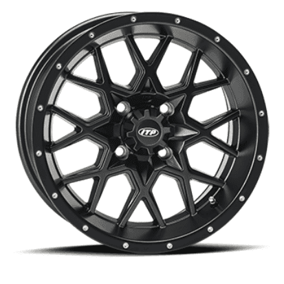 ITP, Hurricane Matte Black, UTV Wheels - 15x7 wheels, (4/137) 5+2 Offset
