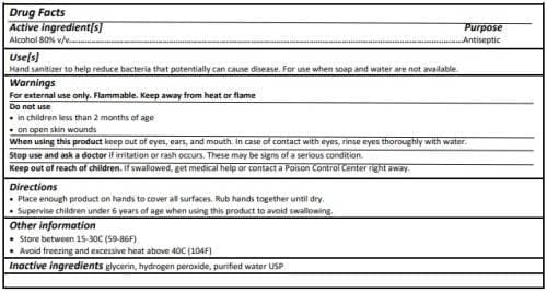 Liquid Hand Sanitizer, 32oz Bottle (946 mL) Alcohol Antiseptic 80%