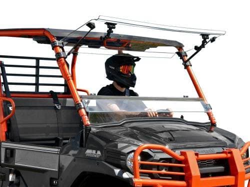 SuperATV Scratch Resistant Flip Windshield for Kawasaki (2015-24) Mule Pro FXT