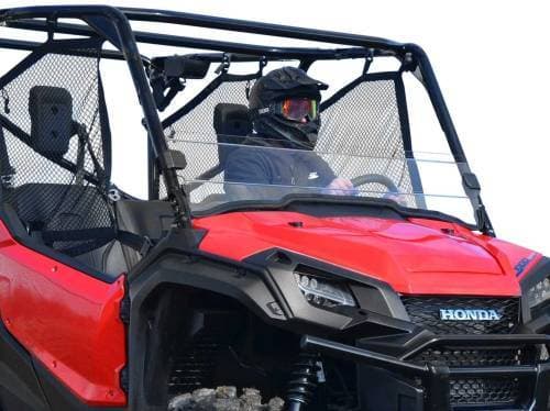SuperATV Scratch Resistant Half Windshield for Honda (2016-24) Pioneer 1000 (Scratch Resistant Polycarbonate -Clear)