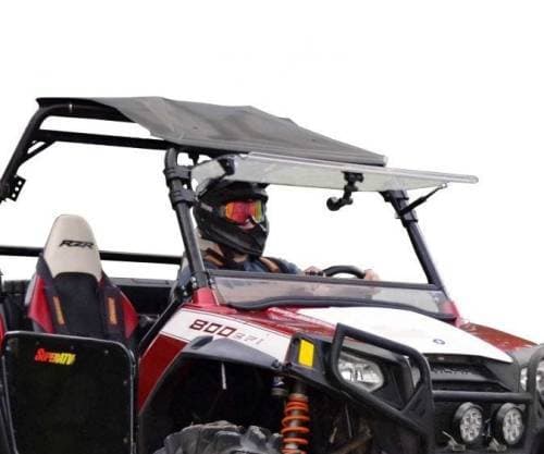 SuperATV Scratch Resistant Flip Windshield for Polaris (2008-24) RZR, 570,800,900