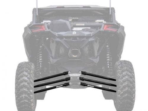 SuperATV Tubed Radius Arms for Can-Am (2017-24) Maverick X3 (64 inch wide, Complete Kit (6 rods) (Black))