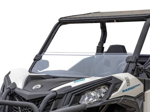 SuperATV Half Windshield for Can-Am (2019-24) Maverick Sport (Scratch Resistant Polycarbonate - Clear)