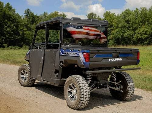 Polaris Ranger XP 1000 Scratch-Resistant Rear Windshield, American Flag Print (Standard Polycarbonate) 