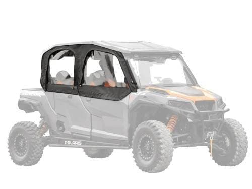 SuperATV Primal Soft Cab Enclosure Upper Doors for Polaris (2016-24) General 1000 (4 Seat, Standard Polycarbonate - Dark Tint Rear Windshield)