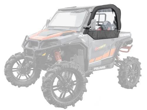 SuperATV Primal Soft Cab Enclosure Upper Doors for Polaris (2020-24) General XP 1000 (2 Seat, Standard Polycarbonate - Dark Tint Rear Windshield)