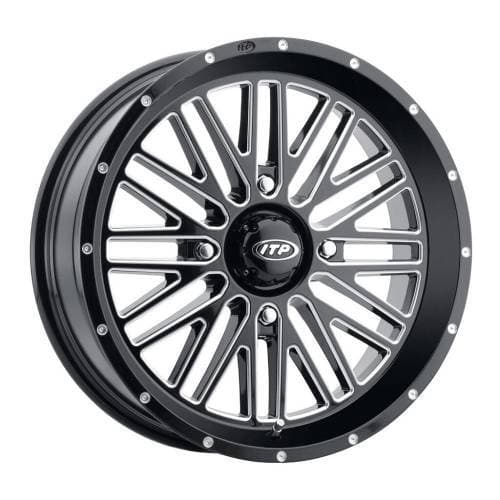 ITP, Momentum Gloss Blk/Mach, 18x6.5 wheels, (4/156) 4+2.5 Offset