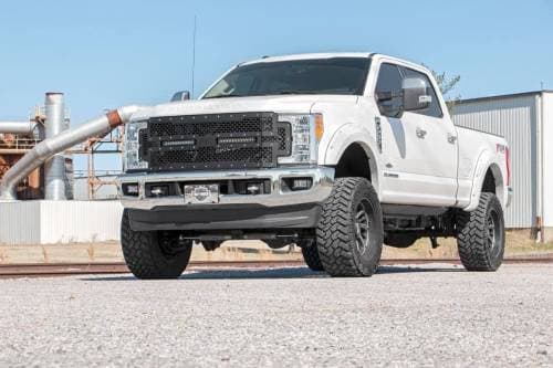 Rough Country Mesh Grille for Ford (2017-19) F-250/F-350, Dual 12" LED Light Bar