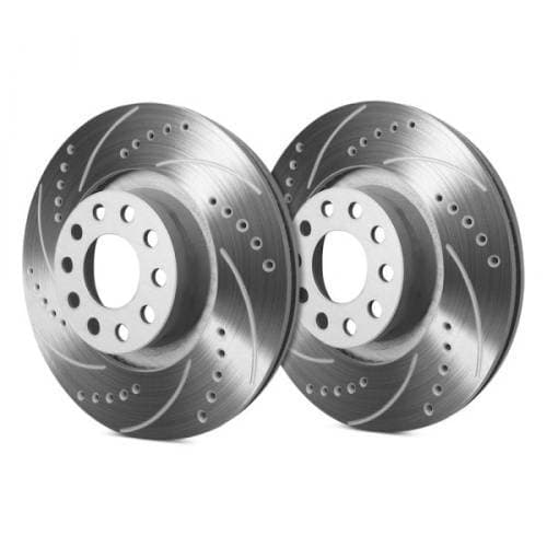 Diamond T Drilled and Slotted Brake Rotors for Ford (2013-16) F-250 (2013-14) F-350 SRW Rear Pair, Silver ZRC Coating
