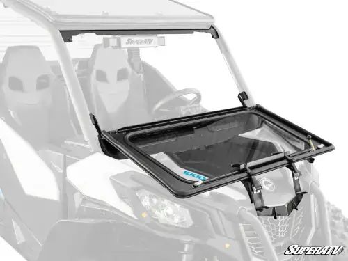 SuperATV Flip Down Glass Windshield for Can-Am (2018-26) Maverick Trail (w/ Driver & Passenger Side Wipers)