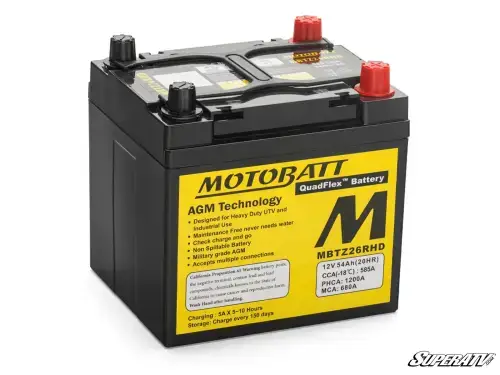 SuperATV Motobatt Battery Replacement for Polaris (2013-26) Ranger (OEM# 4012864)