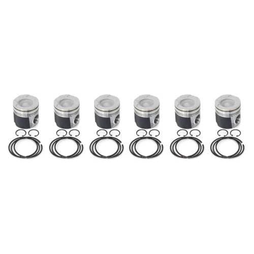 Industrial Injection Marine Big Bowl Coated & Chamfered Piston Kit for Dodge (1989-98) 12v Cummins (.040 Coated Tops & Skirts W /Rings, Wristpins & Clips)