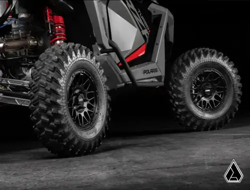SuperATV Assault Industries Hellfire Wheels w/ Innerlock Technology for Can-Am (2008-24) / Kawasaki (2004-24) 4/156 Bolt Pattern, 7" Wheel Width (Satin Black)