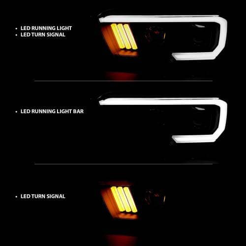 Anzo Projector Plank Style Headlights for Toyota (2016-23) Tacoma (Black, Halogen Version w/ LED DRL)