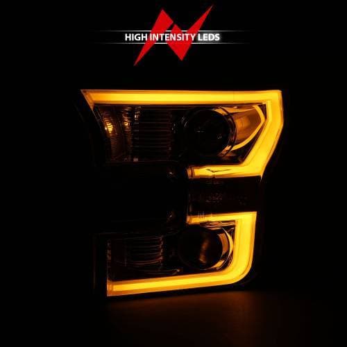 Anzo Projector Plank Style Switchback  Headlights for Ford (2015-17) F-150 (Chrome, for Halogen Models Only)