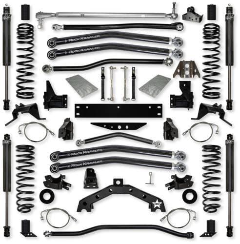 Rock Krawler Suspension System, Jeep (2007-18) JK 4 Door, 4.5" Factor X2 Long-Arm System (w/ 3 Link Front & Rear) 2.25" RRD Shocks