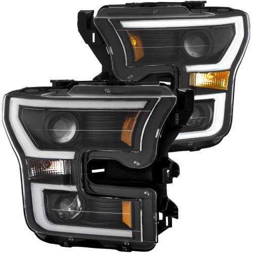 Anzo Projector Plank Style Headlights for Ford (2015-17) F-150, Black (for Halogen Models Only)