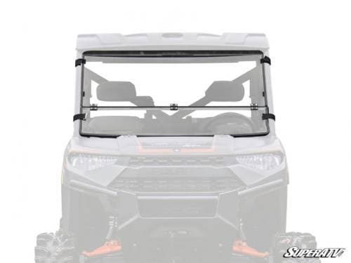 SuperATV Scratch Resistant Flip Down Windshield for Polaris (2020-24) Ranger 1000 (Scratch Resistant Polycarbonate - Clear)