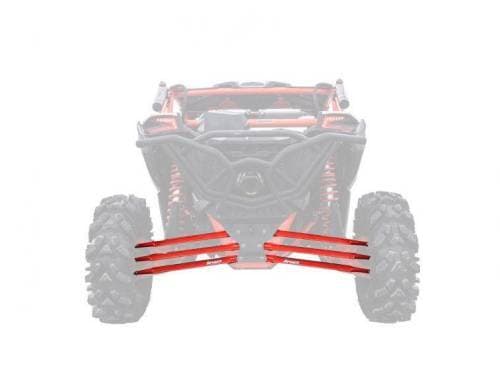 SuperATV Boxed Radius Arms for Can-Am (2017-24) Maverick X3 (Complete Kit (6 rods), 72 inch Wide, Red)