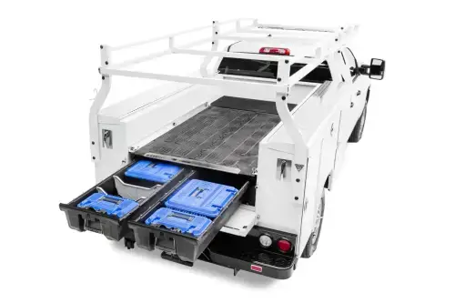 DECKED Truck Bed Storage Drawers & Accessories for Service Body Trucks w/ Decked Out Package (48"-50" Wide x 74" Long Bed)