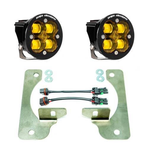 Baja Designs Squadron-R SAE Fog Pocket Light Kit for Jeep (2020-25) Gladiator / (2018-25) Wrangler JL w/ OE Rubicon Bumper, SAE Fog Light Pattern, Baja Amber Lens