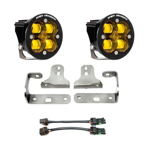 Baja Designs Squadron-R SAE Fog Pocket Light Kit for Jeep (2020-25) Gladiator / (2018-25) Wrangler JL; NOTE: w/ OE Sport Bumper, SAE Fog Light Pattern, Baja Amber Lens