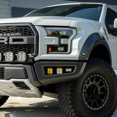 Baja Designs Squadron SAE/S2 Fog Pocket Light Kit for Ford (2017-20) F-150 Raptor, SAE Fog Light Pattern, Baja Amber Lens