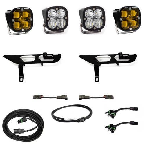 Baja Designs Squadron SAE/Sport Fog Pocket Light Kit for Ford (2021-23) F-150 w/o Daytime Running Lights (DRL), SAE Fog Light Pattern, Baja Amber Lens, Upfitter Wiring