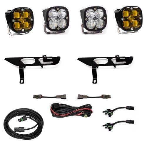 Baja Designs Squadron SAE/Sport Fog Pocket Light Kit for Ford (2021-23) F-150 w/o Daytime Running Lights (DRL), SAE Fog Light Pattern, Baja Amber Lens, Toggle Wiring