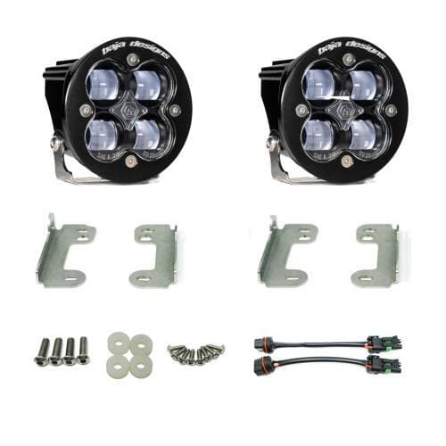 Baja Designs Squadron-R SAE Fog Pocket Light Kit for Jeep (2010-18) Wrangler JK w/ Standard OE Bumper, SAE Fog Light Pattern, Clear Lens