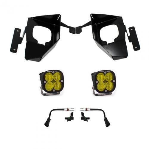 Baja Designs Squadron Sport Fog Pocket Light Kit for Chevrolet (2016-18) Silverado 1500, Wide Cornering Light Pattern, Baja Amber Lens