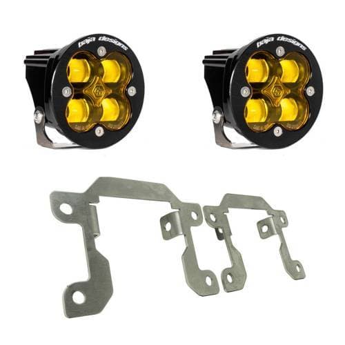 Baja Designs Squadron SAE Fog Pocket Light Kit for Ford (2019-23) Ranger / (2021-25) Bronco w/ OE Plastic Bumper, SAE Fog Light Pattern, Baja Amber Lens