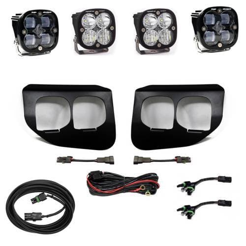 Baja Designs Squadron SAE/Sport Fog Pocket Light Kit for Ford (2020-22) F-250/350 Super Duty, SAE Fog Light Pattern, Clear Lens, Toggle Wiring