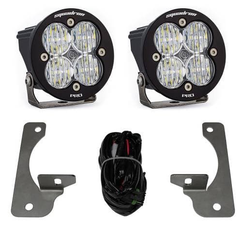 Baja Designs Squadron-R Pro Fog Pocket Light Kit for Jeep (2007-09) Wrangler JK w/ Premium OE Bumper, Wide Cornering Light Pattern, Clear Lens