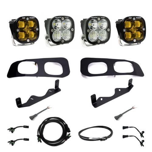Baja Designs Squadron SAE/Squadron Sport Dual Fog Pocket Light Kit for Ford (2023-25) F-250/350 Super Duty, SAE Fog Light Pattern, Baja Amber Lens, Upfitter Wiring