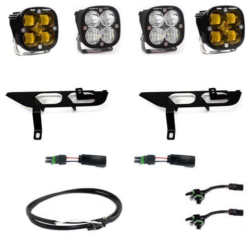 Baja Designs Squadron SAE/Sport Fog Pocket Light Kit for Ford (2021-23) F-150 w/ Daytime Running Lights (DRL), SAE Fog Light Pattern, Baja Amber Lens, Upfitter Wiring