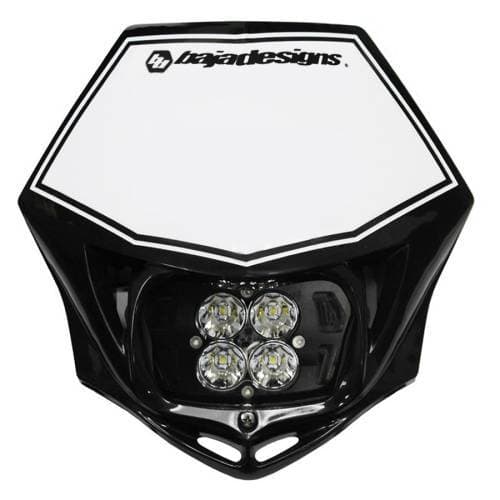Baja Designs Motorcycle Squadron Sport (A/C) Headlight Kit w/ Shell - Universal (Black, Spot Light Pattern, Clear Lens)