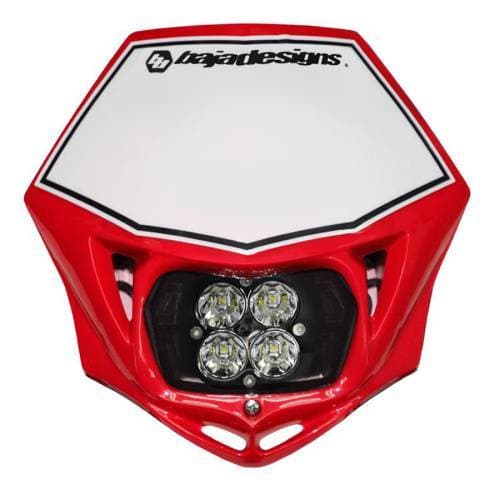 Baja Designs Motorcycle Squadron Sport (A/C) Headlight Kit w/ Shell - Universal (Red, Spot Light Pattern, Clear Lens)