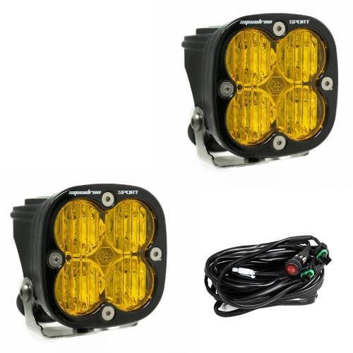 Baja Designs Squadron Sport Black LED Auxiliary Light Pod Pair - Universal (Wide Cornering Light Pattern, Baja Amber Lens)