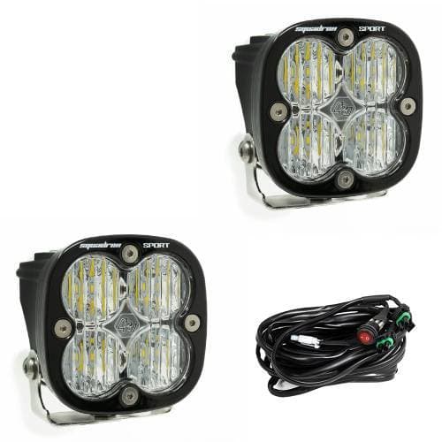 Baja Designs Squadron Sport Black LED Auxiliary Light Pod Pair - Universal (Wide Cornering Light Pattern, Clear Lens)