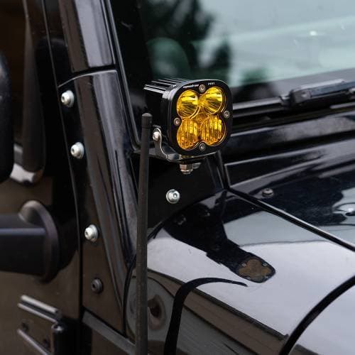 Baja Designs Squadron Pro Black LED Auxiliary Light Pod Pair - Universal, Wide Cornering Light Pattern, Baja Amber Lens