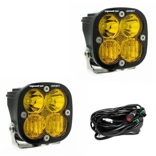 Baja Designs Squadron Sport Black LED Auxiliary Light Pod Pair - Universal (Driving/Combo Light Pattern, Baja Amber Lens)