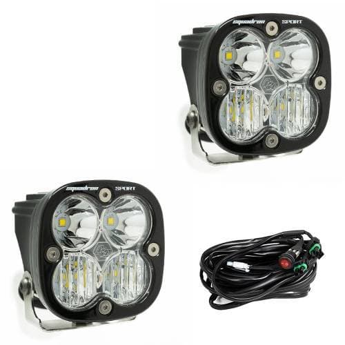 Baja Designs Squadron Sport Black LED Auxiliary Light Pod Pair - Universal (Driving/Combo Light Pattern, Clear Lens)