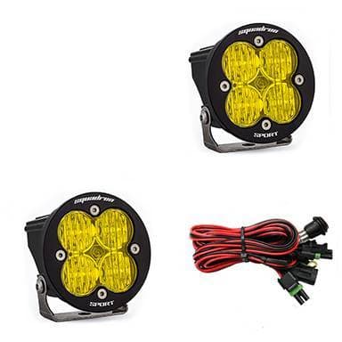 Baja Designs Squadron-R Sport Black LED Auxiliary Light Pod Pair - Universal, Wide Cornering Light Pattern, Baja Amber Lens