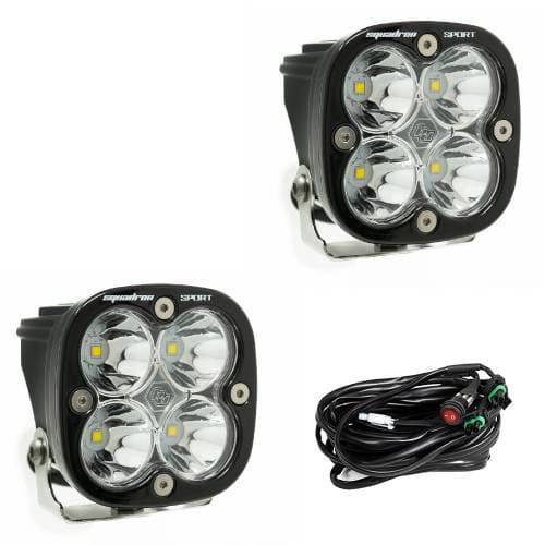 Baja Designs Squadron Sport Black LED Auxiliary Light Pod Pair - Universal (Spot Light Pattern, Clear Lens)