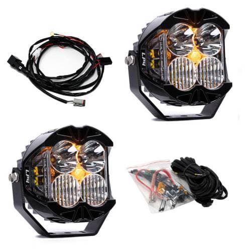 Baja Designs LP4 Pro LED Auxiliary Light Pod Pair, Driving/Combo Light Pattern, Clear Lens, Amber Backlight - Universal