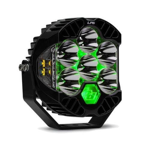 Baja Designs LP6 Pro LED Auxiliary Light Pod Light Pattern Driving/Combo, Clear Lens, Green Backlight - Universal