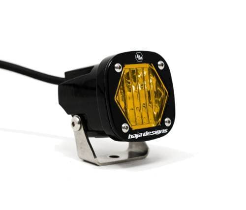 Baja Designs S1 LED Auxiliary Light Pod w/ Mounting Bracket, Single, Wide Cornering Light Pattern, Baja Amber Lens - Universal